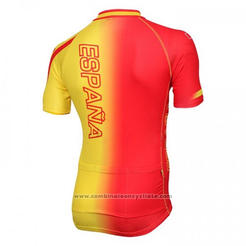 2016 Maillot Cyclisme Espagne Jaune et Rouge Manches Courtes et Cuissard